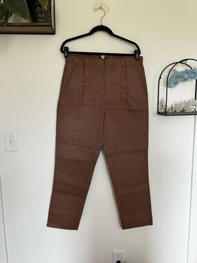 NWT The Pirate Dressing Red Brown Black Tan Check Cosplay Pants Size Medium